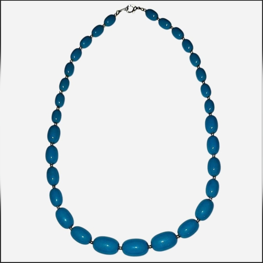 Teal Blue Beaded Necklace - Womens Jewelry
